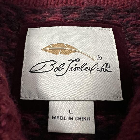 Bob Timberlake Sweater Womens Large Red Fair Isle Lambswool Nordic Long Cardigan - Picture 3 of 9